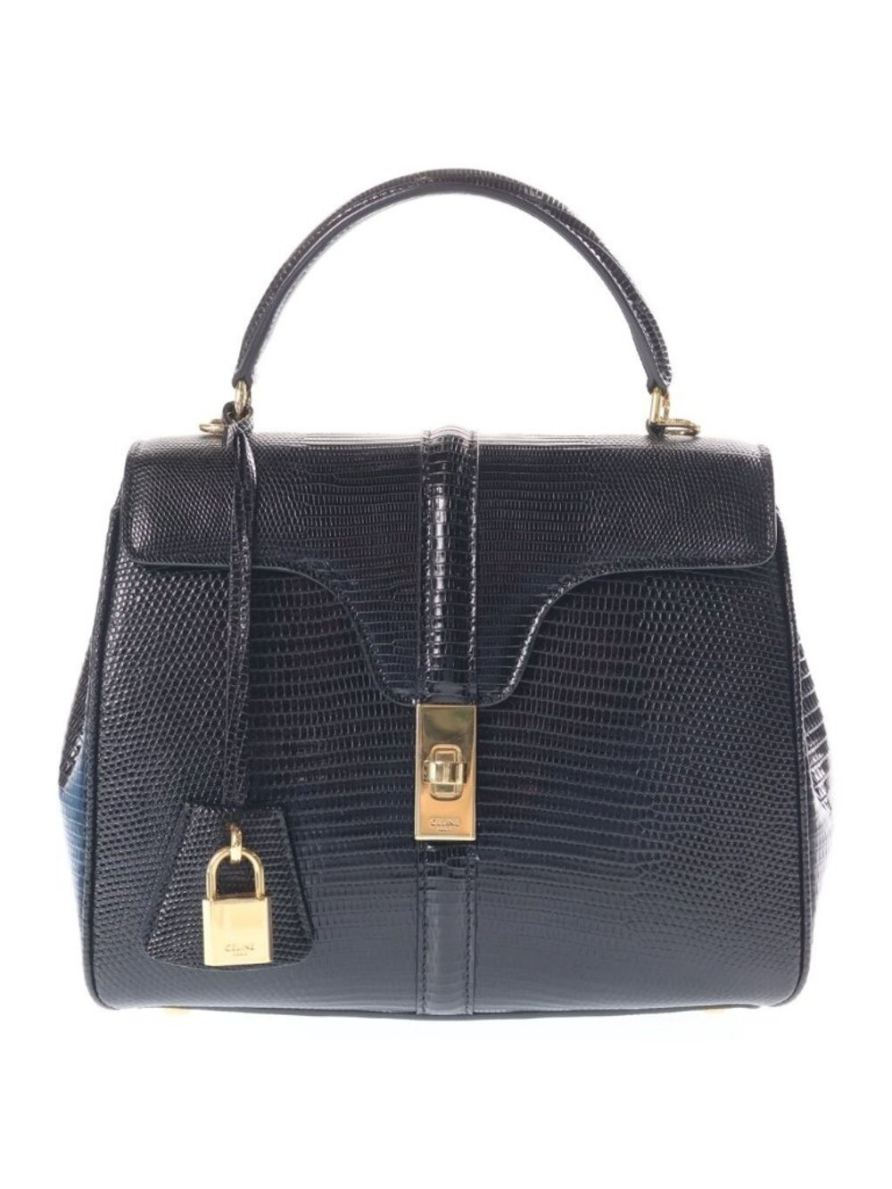 Celine Embossed Leather 2-Way Bag Gold Black